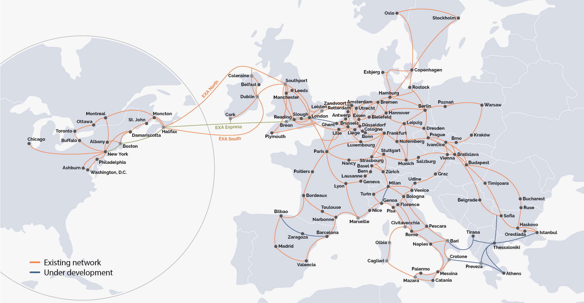 Mapa de red EXA Infra