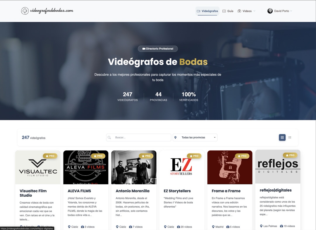 Videógrafos de Bodas - Directorio de Profesionales
